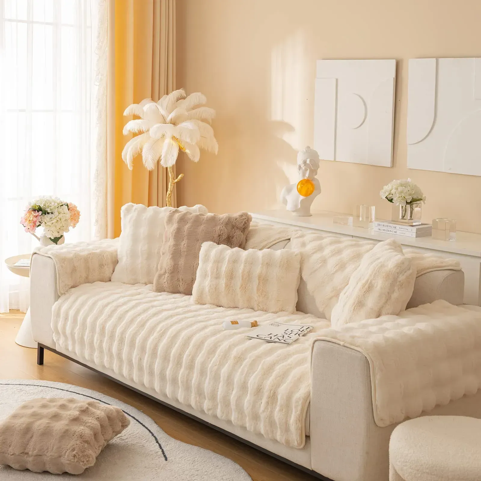 New Thick Rabbit Plush Couch Covers